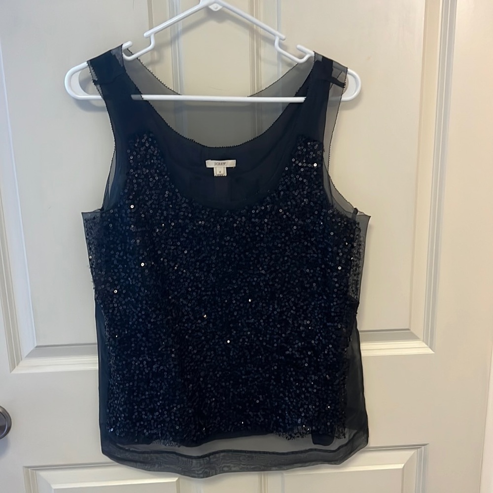 J crew black sequin tank top